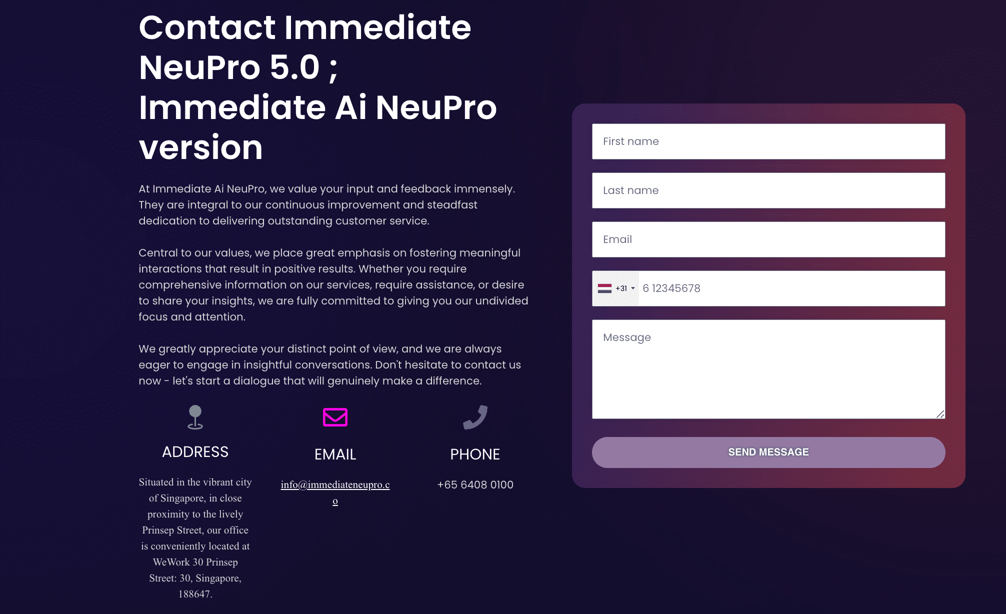 Immediate 1X Neupro (A1) contact