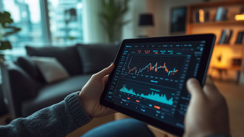 Real trading performance on tablet screen