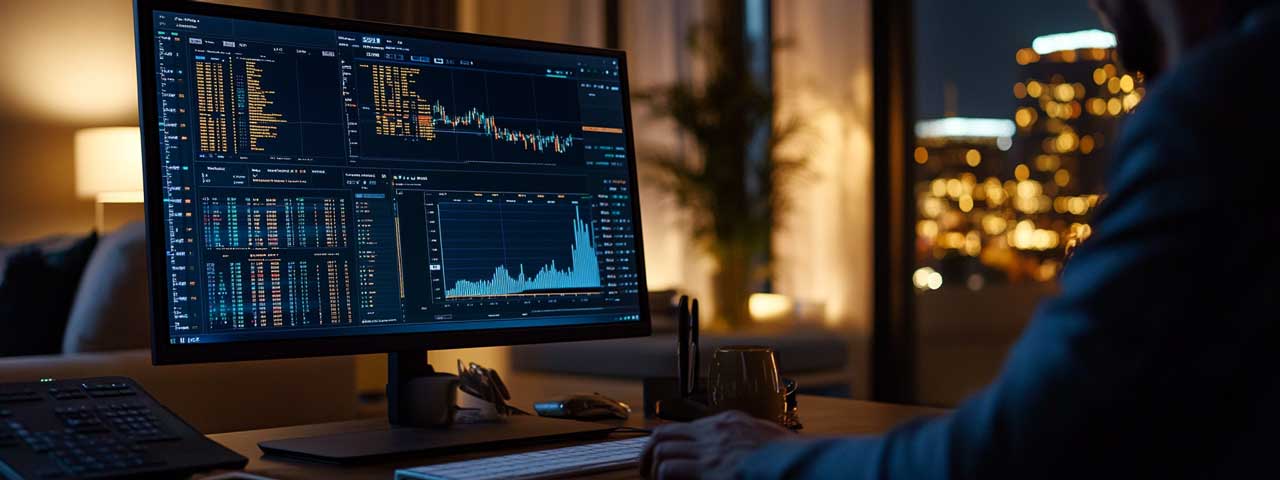 Desktop screen with trading review Desktop screen with trading review