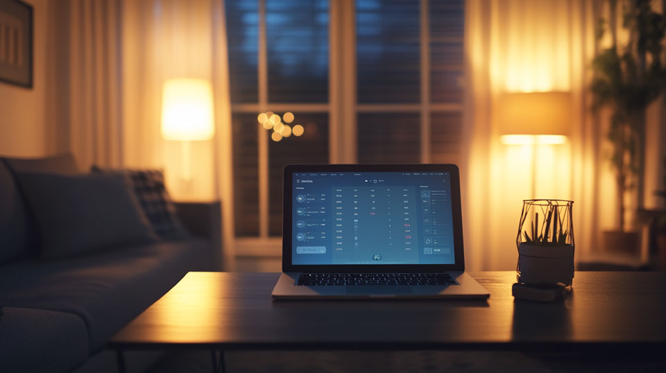 Laptop screen showing trading fees