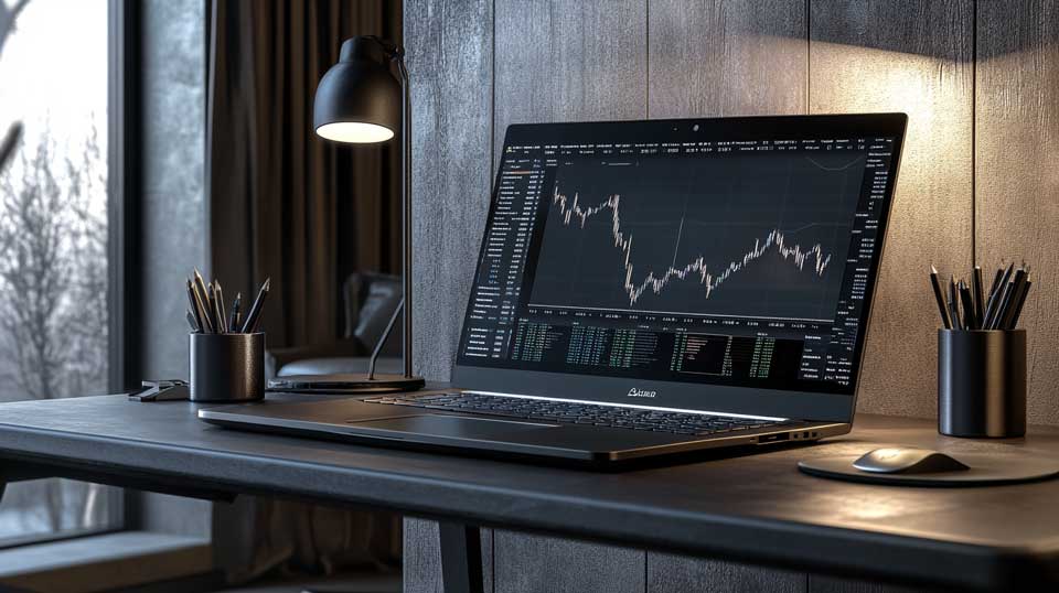 Regulated crypto trading on laptop